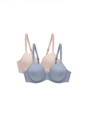 Bali Women's 2pk Underwire T-Shirt Bra DFB169 - Light Blue/Light Nude 42DD